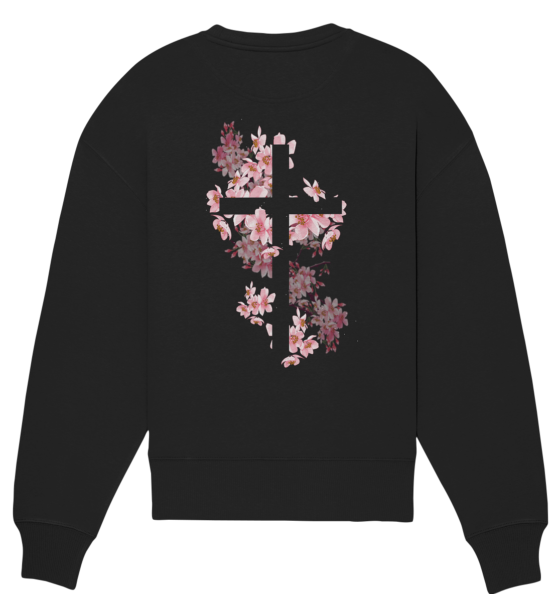 Back-Print Kreuz mit Blumen - Organic Oversize Sweatshirt