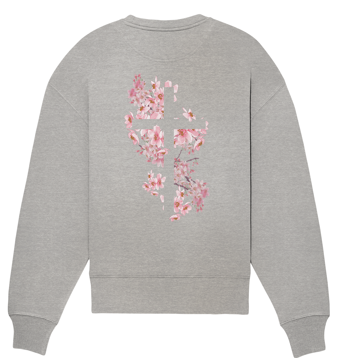 Back-Print Kreuz mit Blumen - Organic Oversize Sweatshirt