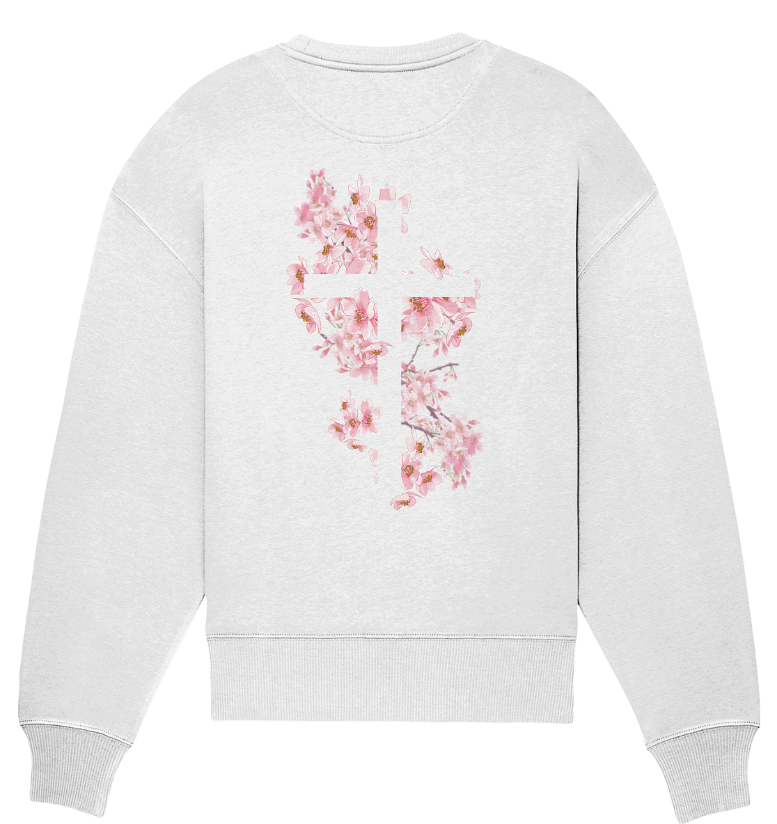 Back-Print Kreuz mit Blumen - Organic Oversize Sweatshirt